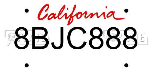 8BJC888 California License Plate