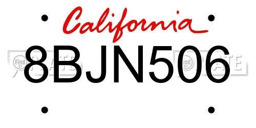 8BJN506 California License Plate