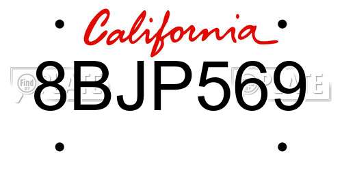 8BJP569 California License Plate