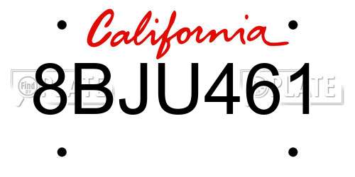8BJU461 California License Plate