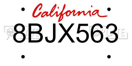 8BJX563 California License Plate