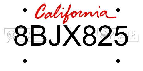 8BJX825 California License Plate