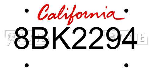 8BK2294 California License Plate