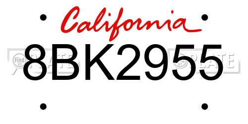 8BK2955 California License Plate