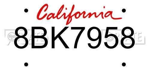 8BK7958 California License Plate