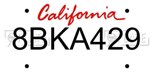 8BKA429 California License Plate