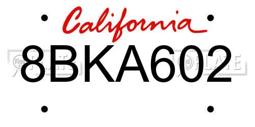 8BKA602 California License Plate