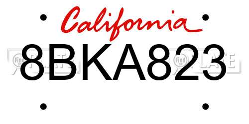 8BKA823 California License Plate