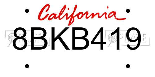 8BKB419 California License Plate