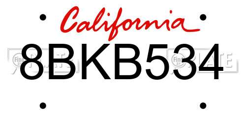 8BKB534 California License Plate