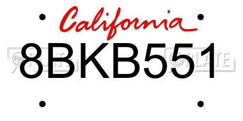 8BKB551 California License Plate