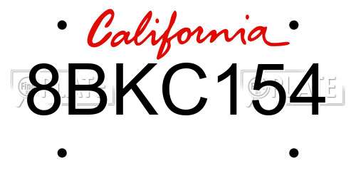 8BKC154 California License Plate
