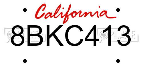 8BKC413 California License Plate