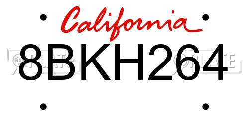 8BKH264 California License Plate