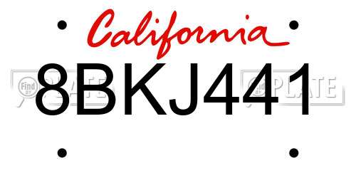 8BKJ441 California License Plate