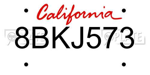 8BKJ573 California License Plate