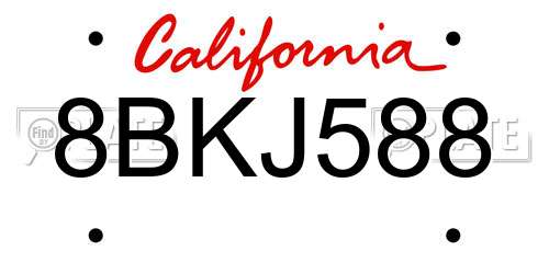 8BKJ588 California License Plate