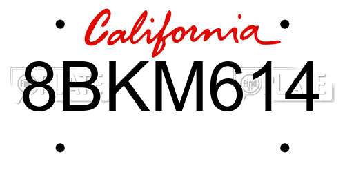 8BKM614 California License Plate