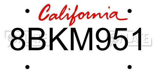 8BKM951 California License Plate