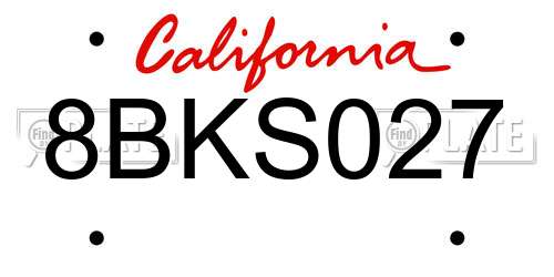 8BKS027 California License Plate
