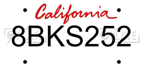 8BKS252 California License Plate
