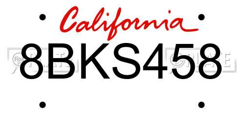 8BKS458 California License Plate