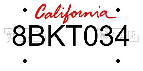 8BKT034 California License Plate