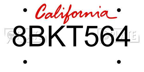 8BKT564 California License Plate
