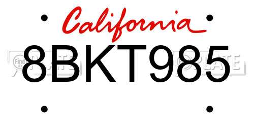 8BKT985 California License Plate