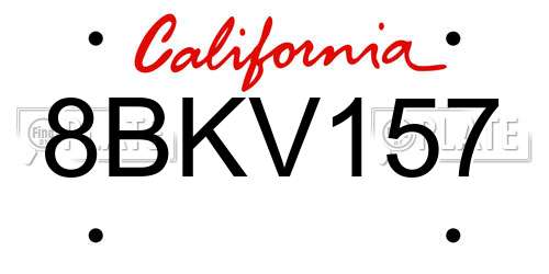 8BKV157 California License Plate