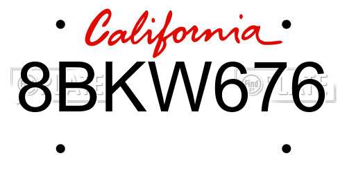 8BKW676 California License Plate