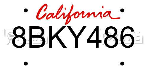 8BKY486 California License Plate