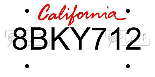 8BKY712 California License Plate