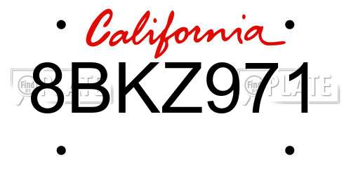8BKZ971 California License Plate
