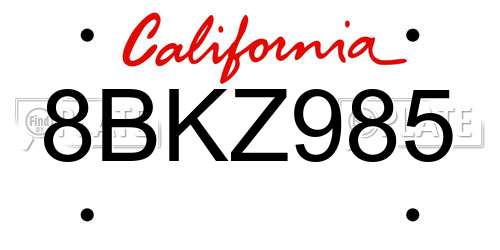 8BKZ985 California License Plate