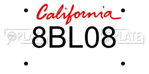 8BL08 California License Plate