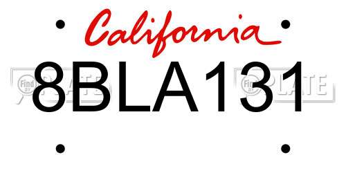 8BLA131 California License Plate