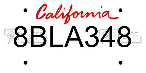 8BLA348 California License Plate