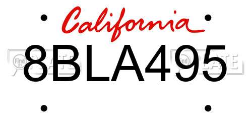 8BLA495 California License Plate