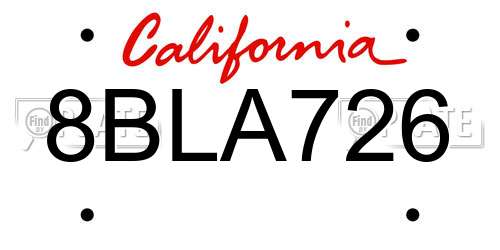 8BLA726 California License Plate