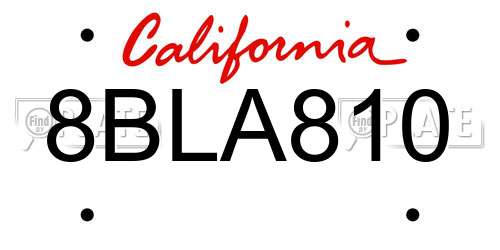 8BLA810 California License Plate