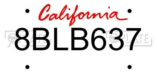 8BLB637 California License Plate