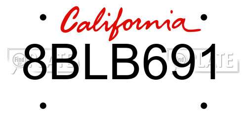 8BLB691 California License Plate