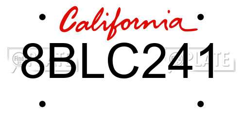 8BLC241 California License Plate