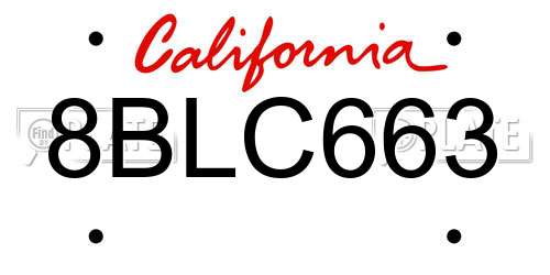 8BLC663 California License Plate