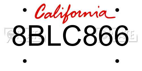 8BLC866 California License Plate
