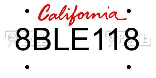 8BLE118 California License Plate