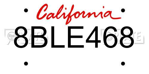 8BLE468 California License Plate