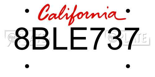 8BLE737 California License Plate