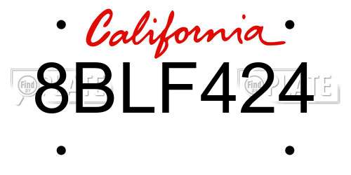 8BLF424 California License Plate